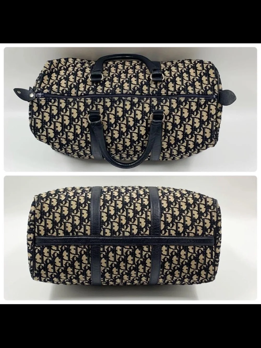 Dior Beige & Navy Oblique Monogram Weekender
